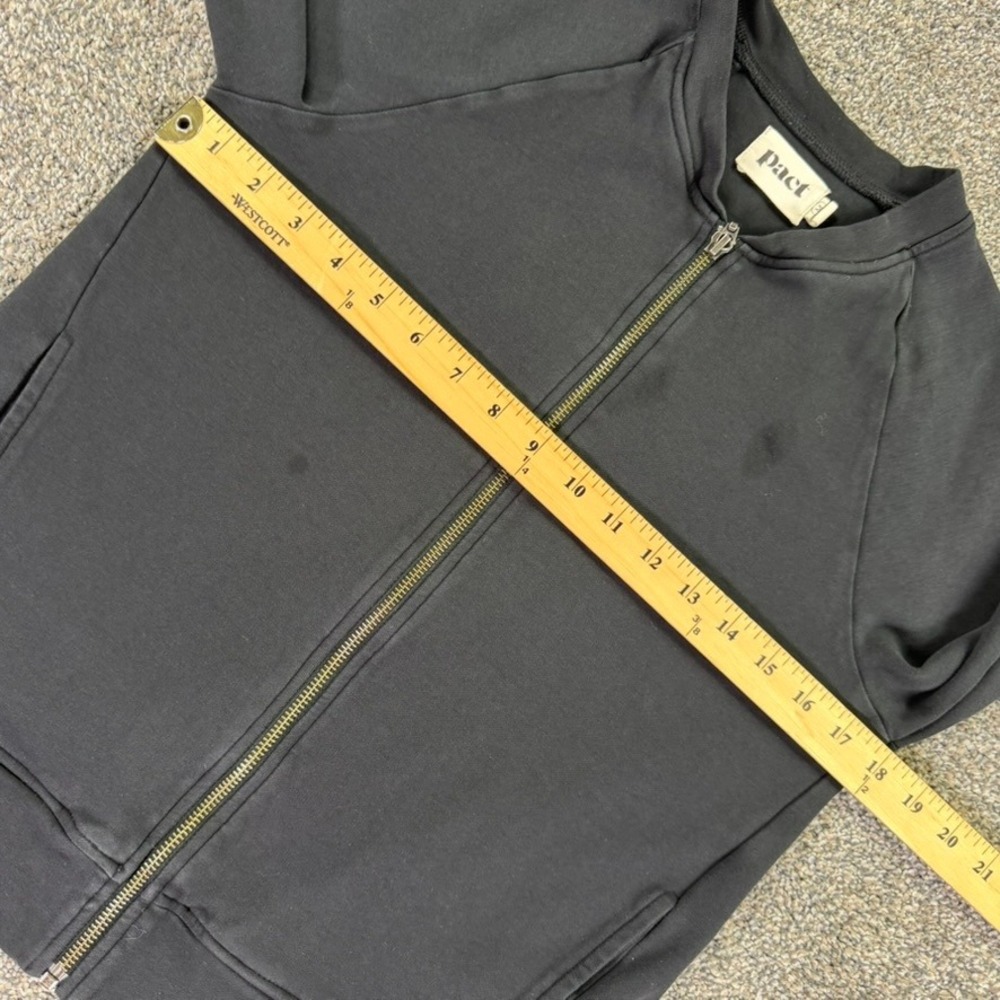 Pact Organic Cotton Full Zip Bomber Jacket Black Raglan Sleeve Women Medium READ - Picture 9 of 12